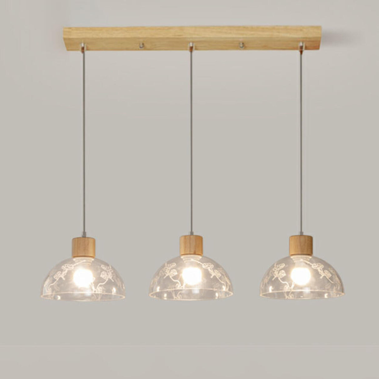 Modern Wood Cone Multi Light Acrylic Pendant Light Image - 8