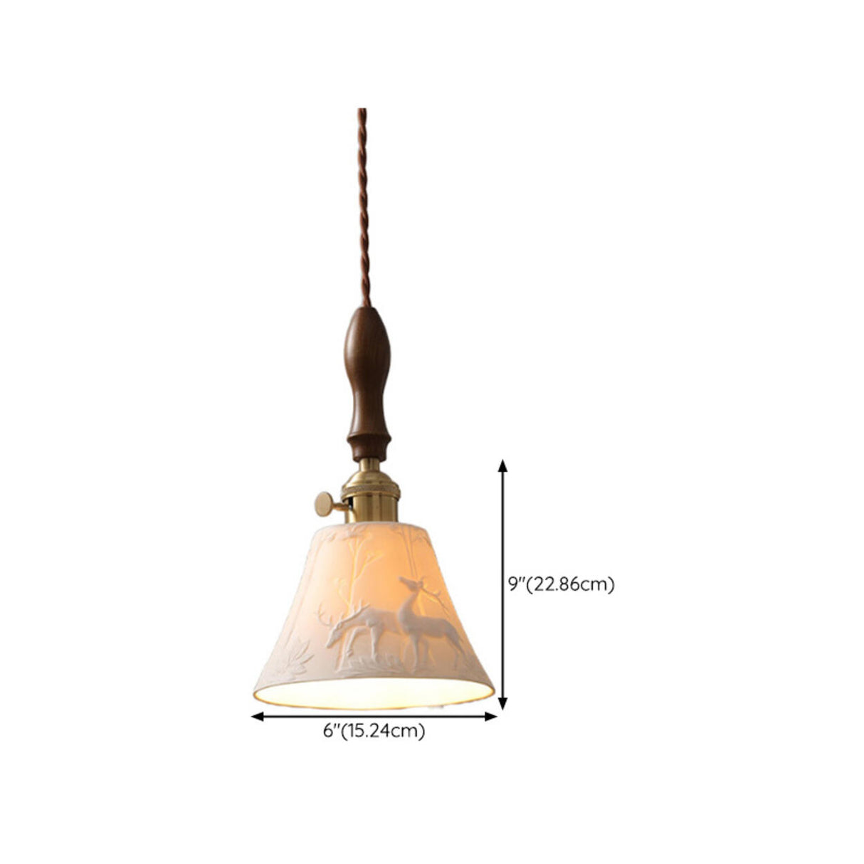 Modern  Wood Cone Rope Ceramic Pendant Lights 