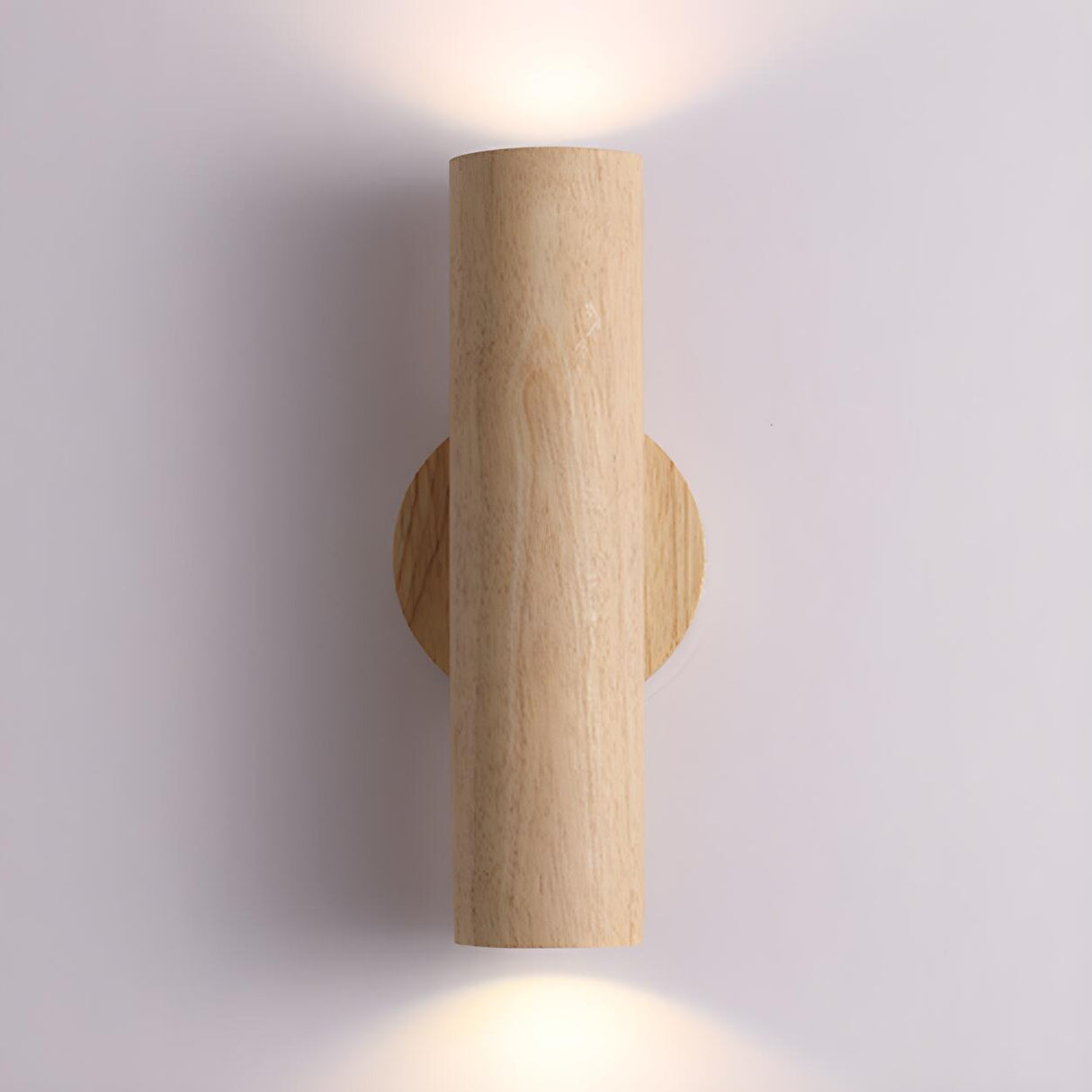 Modern Wood Cylinder Up Down Bedside Wall Sconce Image - 11