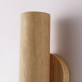 Modern Wood Cylinder Up Down Bedside Wall Sconce Image - 12