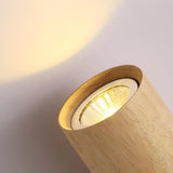 Modern Wood Cylinder Up Down Bedside Wall Sconce Image - 4