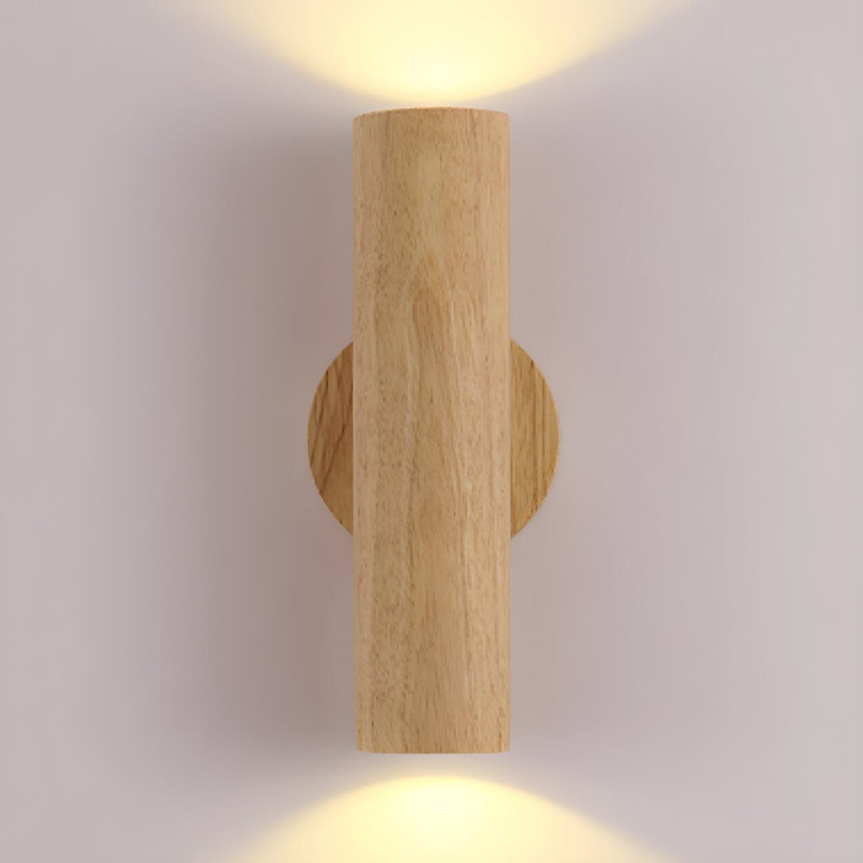 Modern Wood Cylinder Up Down Bedside Wall Sconce Image - 7