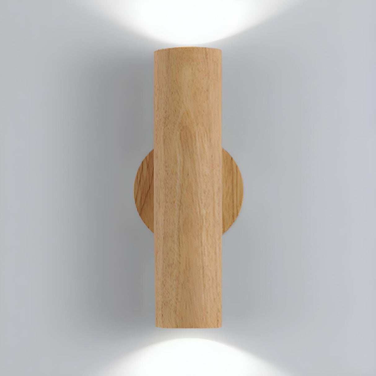 Modern Wood Cylinder Up Down Bedside Wall Sconce Image - 8