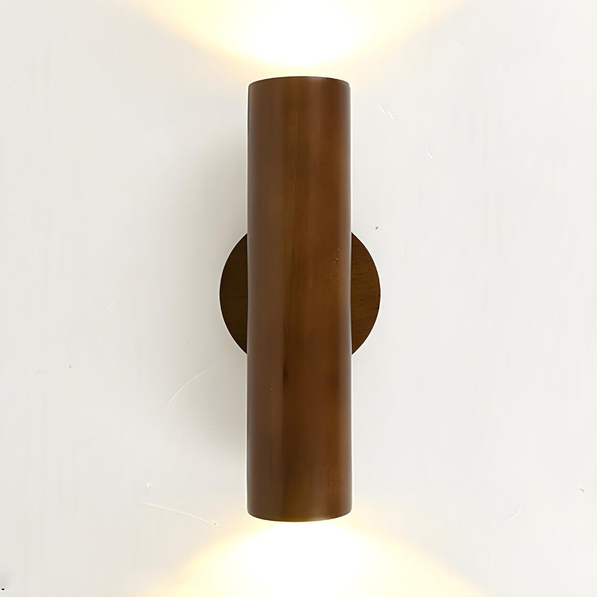 Modern Wood Cylinder Up Down Bedside Wall Sconce Image - 9