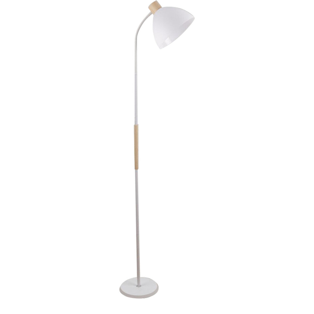 Modern Wood Dome Floor Lamp Adjustable Height Image - 3