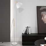 Modern Wood Dome Floor Lamp Adjustable Height Image - 4