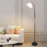 Modern Wood Dome Floor Lamp Adjustable Height Image - 7