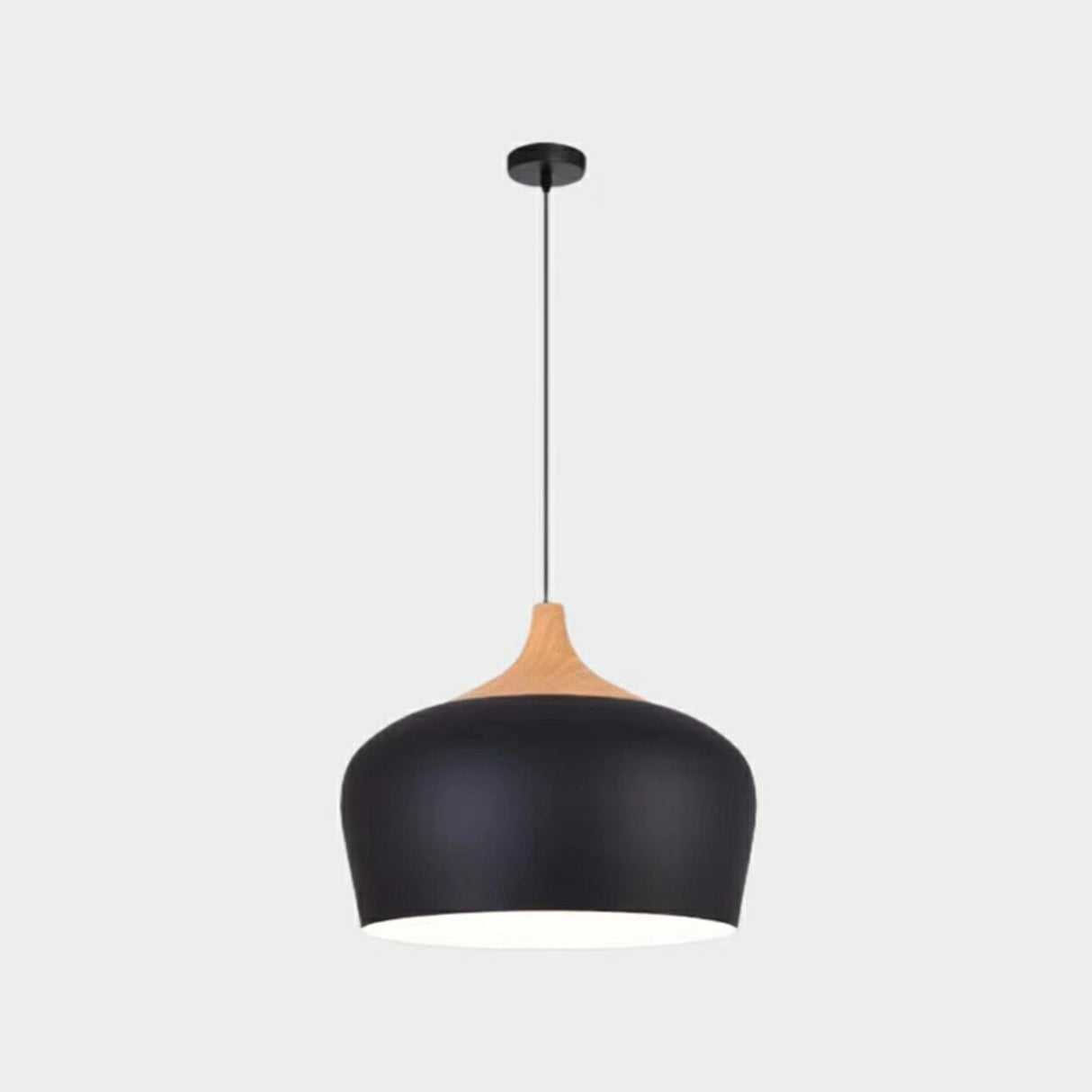 Modern Wood Drum LED Pendant Light Flexible Length Image - 6