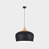 Modern Wood Drum LED Pendant Light Flexible Length Image - 6