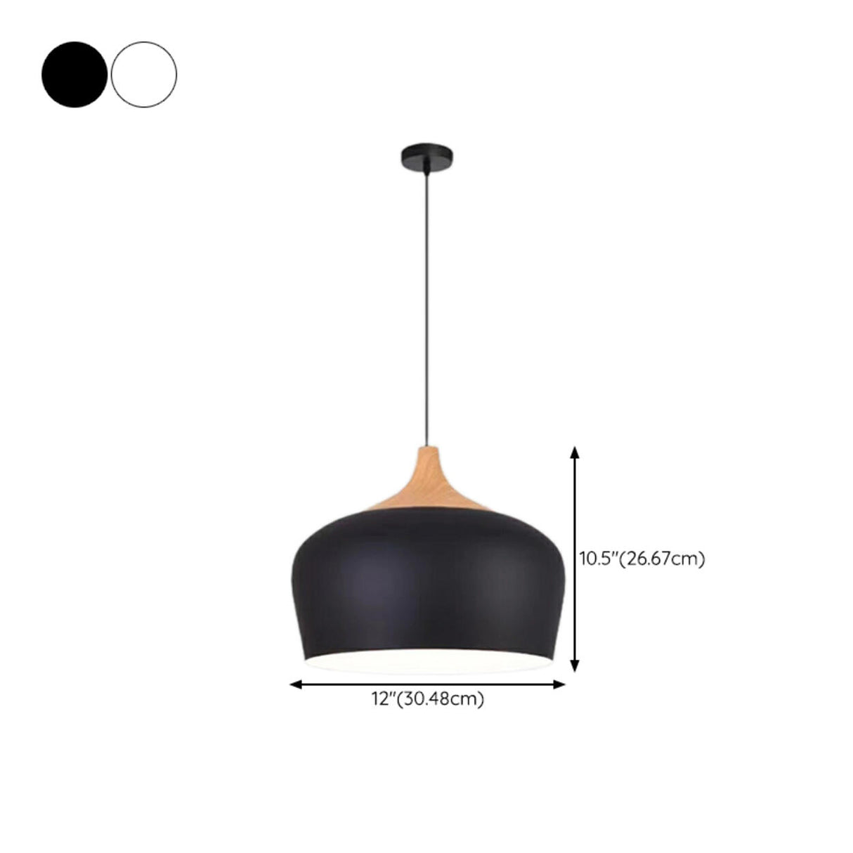 Modern Wood Drum LED Pendant Light Flexible Length 