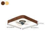 Modern Wood Finish Flush Round Ceiling Fan with Light Image - 20