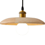 Modern Wood Flat Disc Warehouse Pendant Lights Image - 10