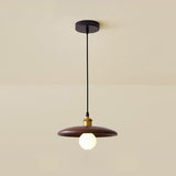 Modern Wood Flat Disc Warehouse Pendant Lights Image - 11