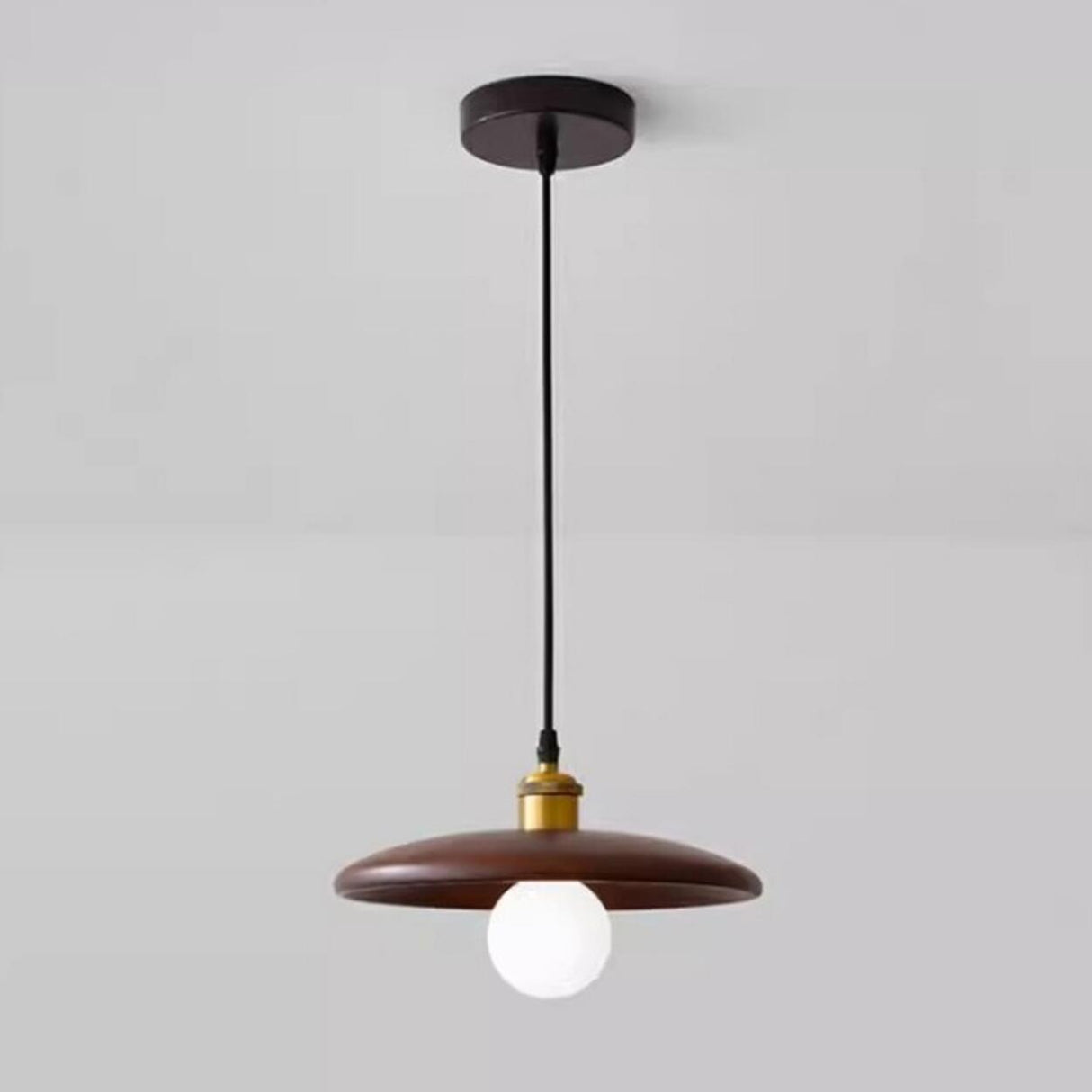 Modern Wood Flat Disc Warehouse Pendant Lights Image - 12