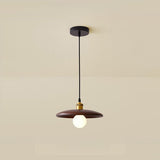 Modern Wood Flat Disc Warehouse Pendant Lights Image - 7