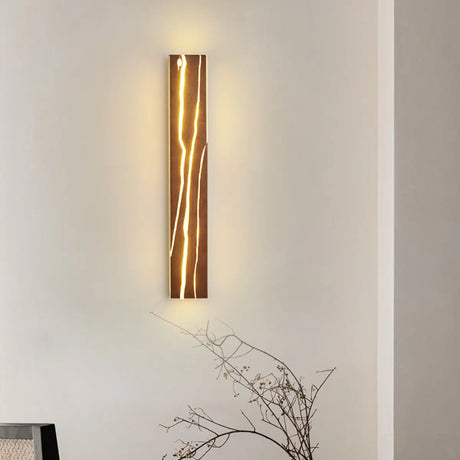 Modern Wood Geometric Artistic Pattern Wall Sconce Image - 1