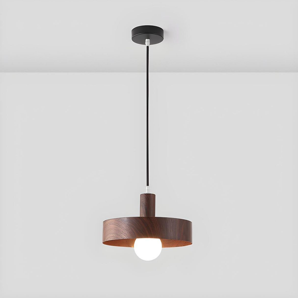 Modern Wood Geometric Pendant Light Adjustable Height Image - 10