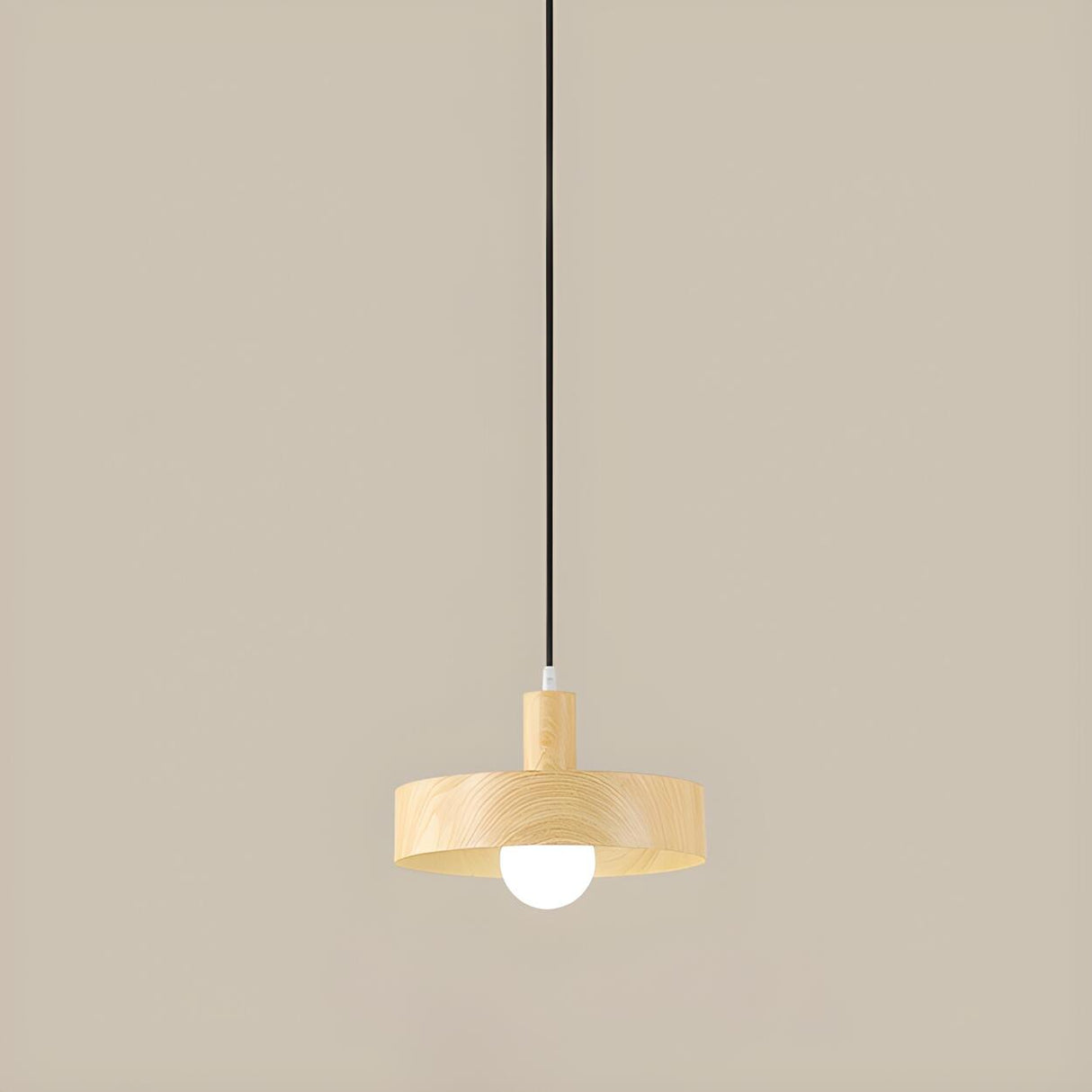 Modern Wood Geometric Pendant Light Adjustable Height Image - 18