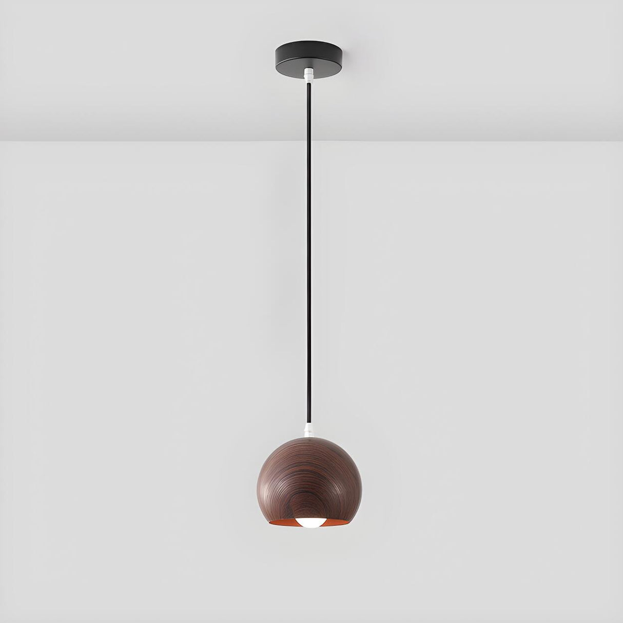 Modern Wood Geometric Pendant Light Adjustable Height Image - 6