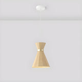 Modern Wood Geometric Pendant Light Adjustable Height Image - 9