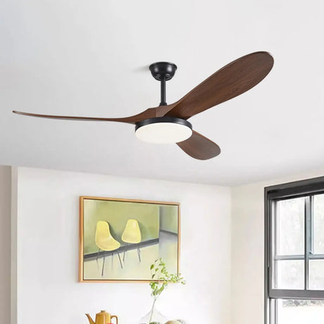 Modern 3 Wood Grain Blades Ceiling Fan with LED Light Image - 1