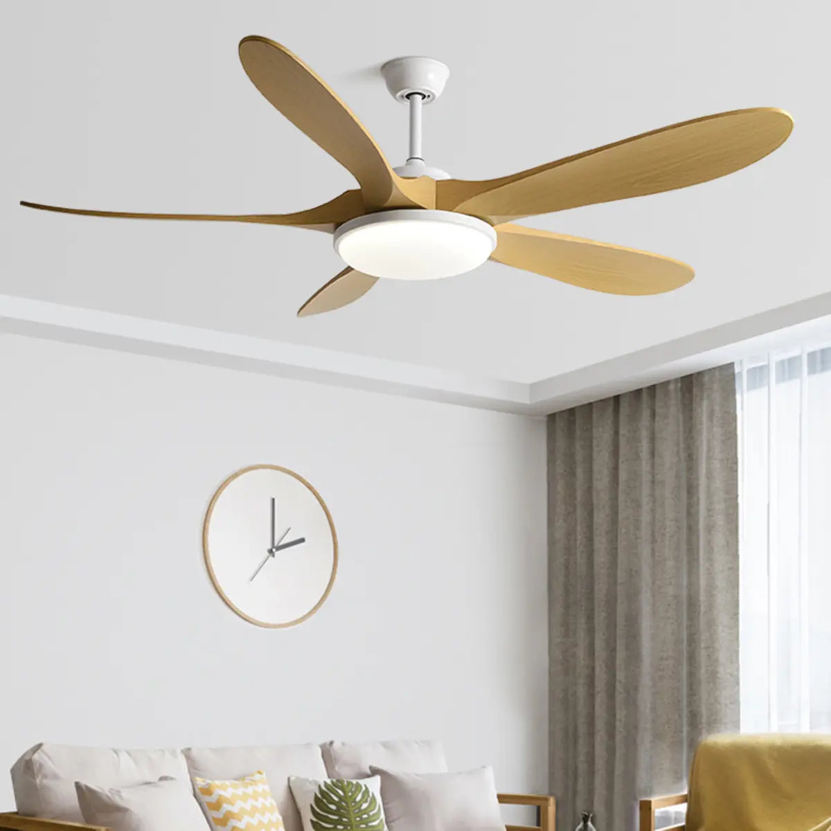 Modern 3 Wood Grain Blades Ceiling Fan with LED Light Image - 14