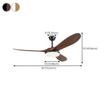 Modern 3 Wood Grain Blades Ceiling Fan with LED Light Image - 19