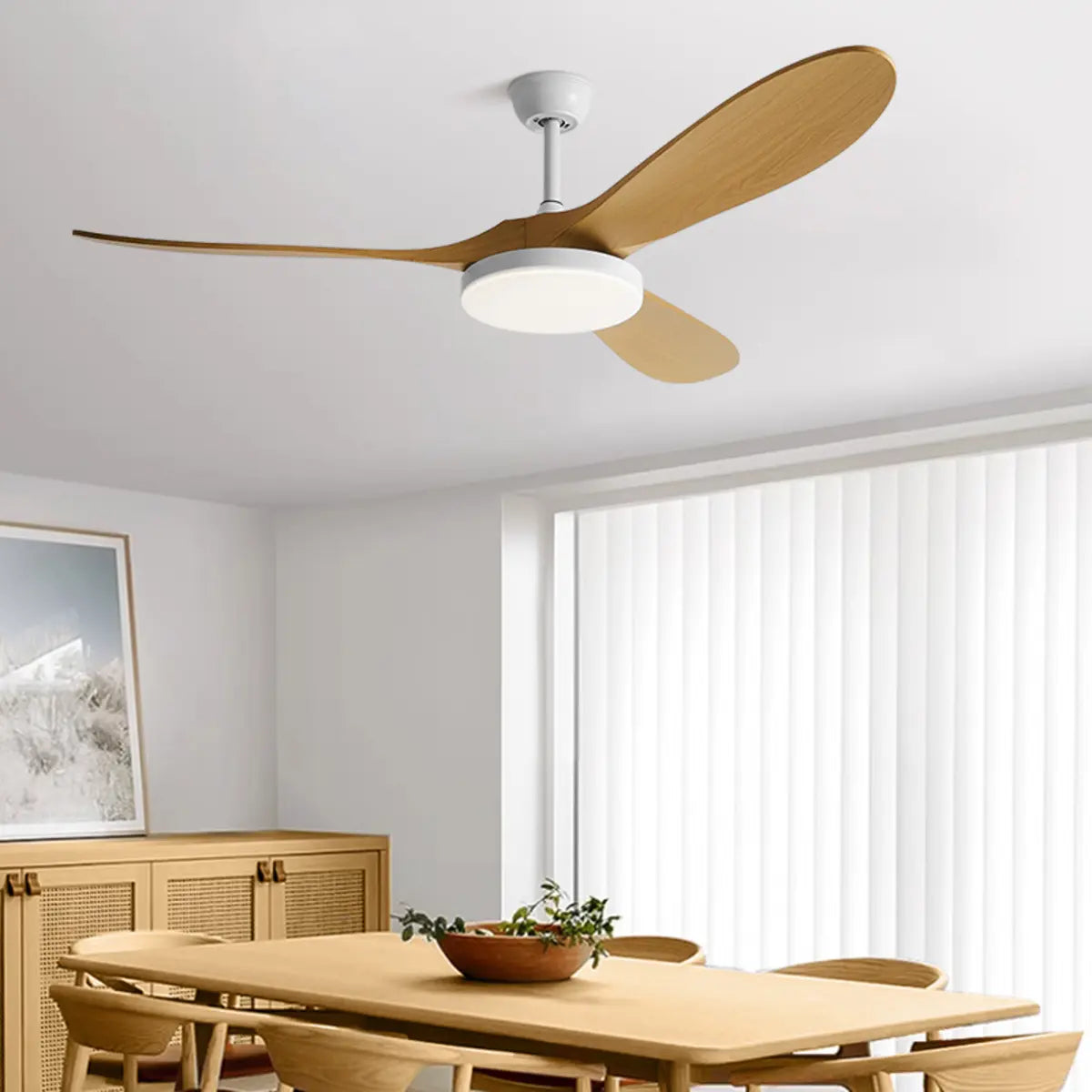 Modern 3 Wood Grain Blades Ceiling Fan with LED Light Image - 2