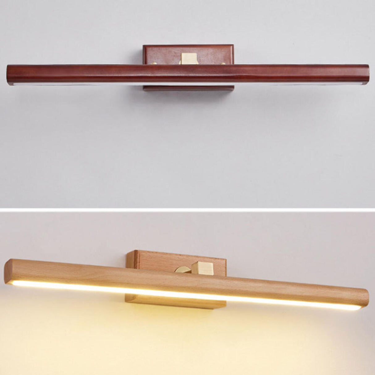 Modern Wood Linear LED Bathroom Vanity Light Image - 13