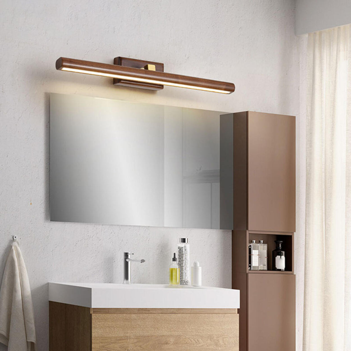 Modern Wood Linear LED Bathroom Vanity Light Image - 2