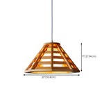 Modern Wood Metal Cone Pendant Light Adjustable Height Image - 14