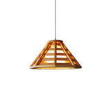 Modern Wood Metal Cone Pendant Light Adjustable Height Image - 2