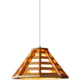 Modern Wood Metal Cone Pendant Light Adjustable Height Image - 7