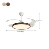 Modern Wood Retractable Blade Round Ceiling Fan Light #size