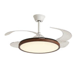 Modern Wood Retractable Blade Round Ceiling Fan Light Image - 5