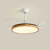 Modern Wood Retractable Blade Round Ceiling Fan Light Image - 6