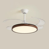 Modern Wood Retractable Blade Round Ceiling Fan Light Image - 7