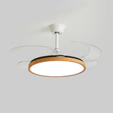 Modern Wood Retractable Blade Round Ceiling Fan Light Image - 8