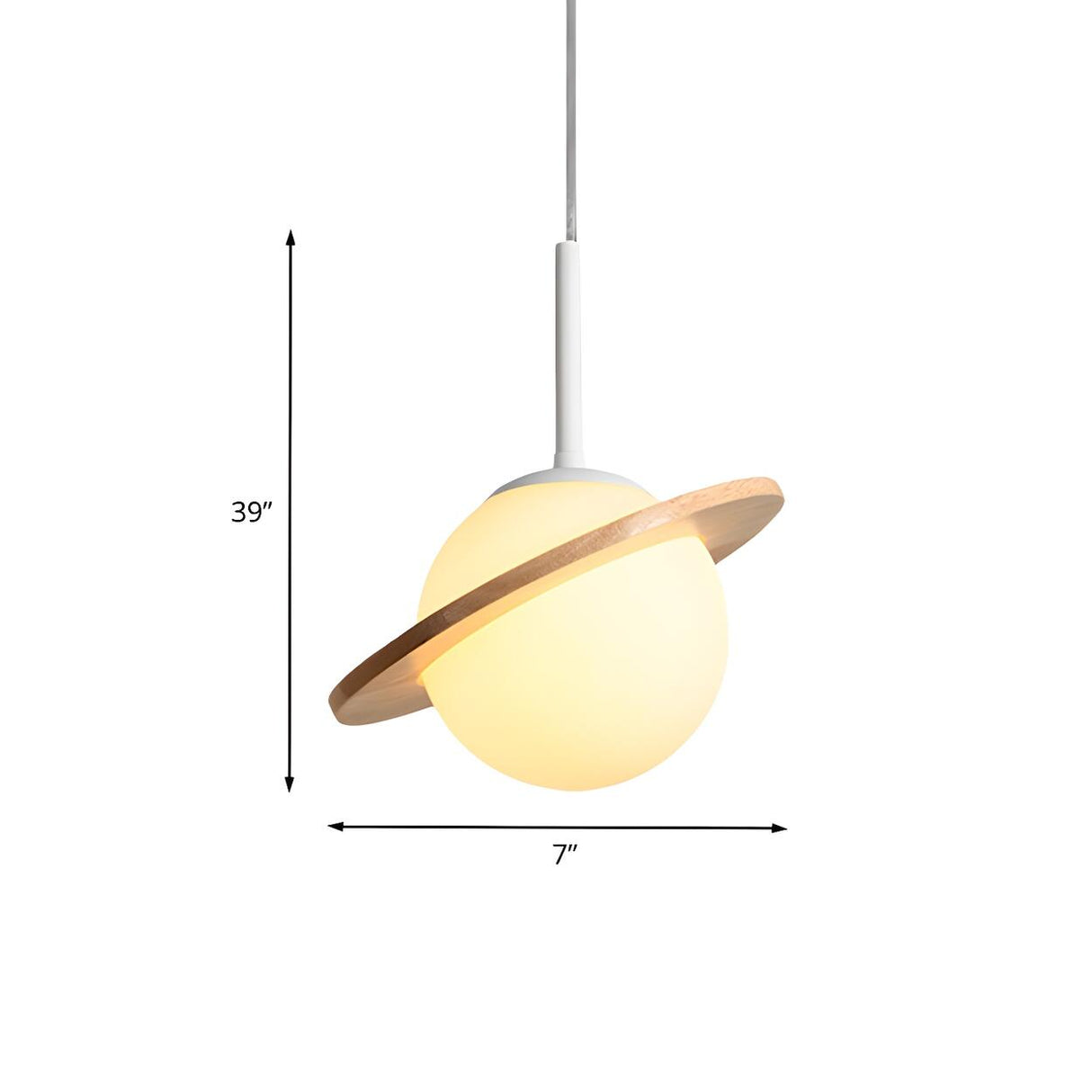 Modern Wood Ring Saturn Global Bedroom Pendant Light 