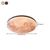 Modern Wood Round Moon-Themed LED Flush Mount Light #size