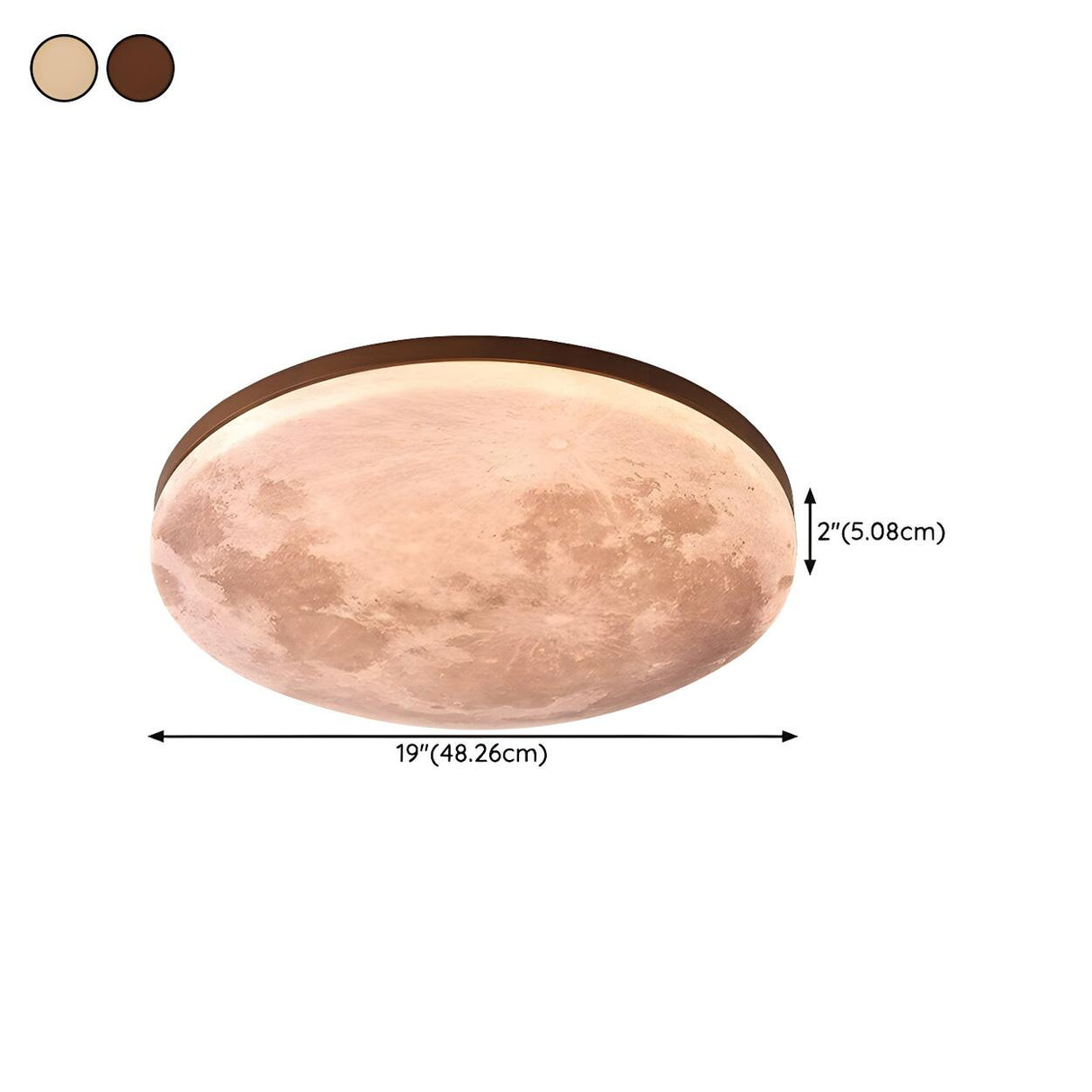 Modern Wood Round Moon-Themed LED Flush Mount Light Image - 20