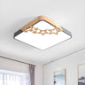 Modern Wood Star White Square LED Flush Mount Light Image - 5