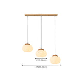 Modern Wood White Glass Drum Round Pendant Light Image - 12