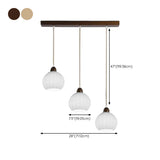 Modern Wood White Glass Round LED Pendant Light Image - 16