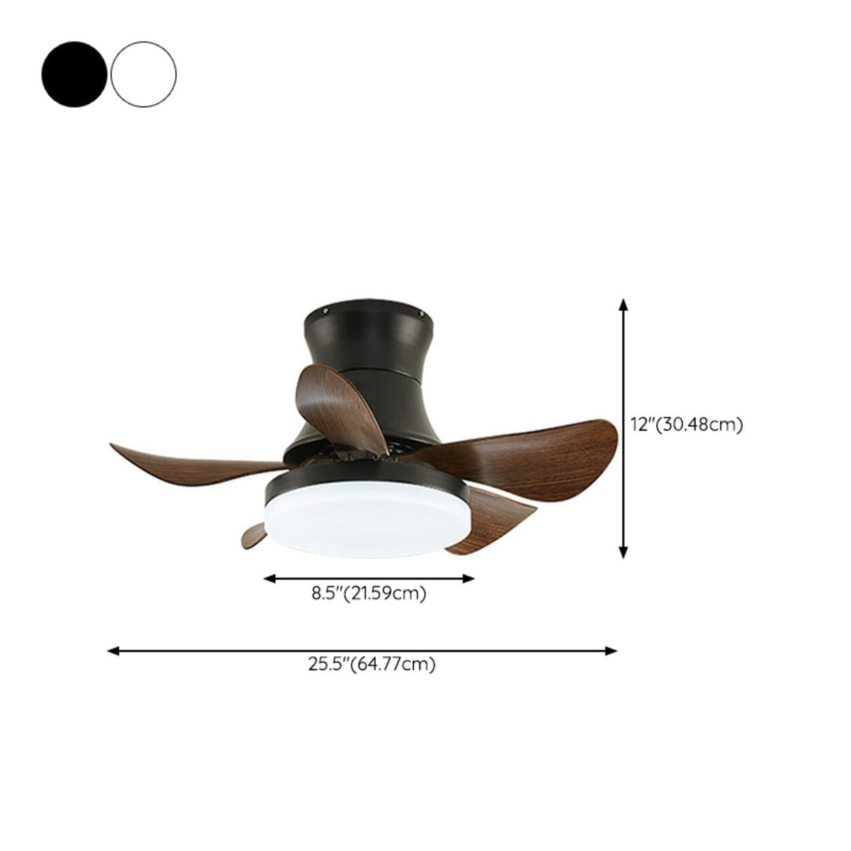 Modern Wooden 5 Blade Flush Mount LED Ceiling Fan Light 