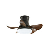 Modern Wooden 5 Blade Flush Mount LED Ceiling Fan Light Image - 2