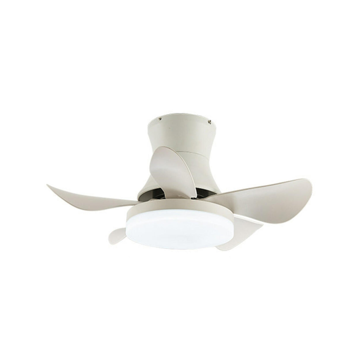 Modern Wooden 5 Blade Flush Mount LED Ceiling Fan Light Image - 3