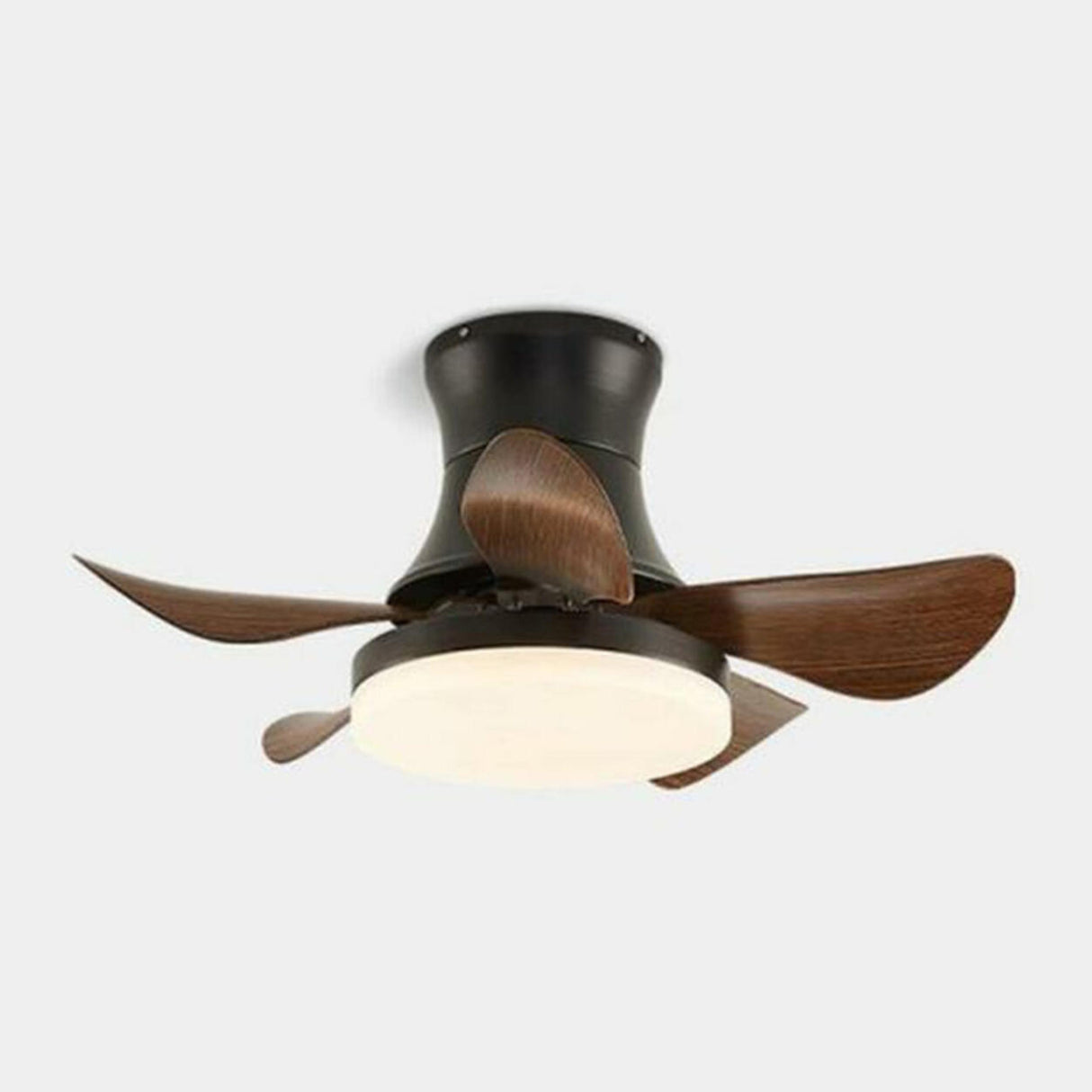 Modern Wooden 5 Blade Flush Mount LED Ceiling Fan Light Image - 9