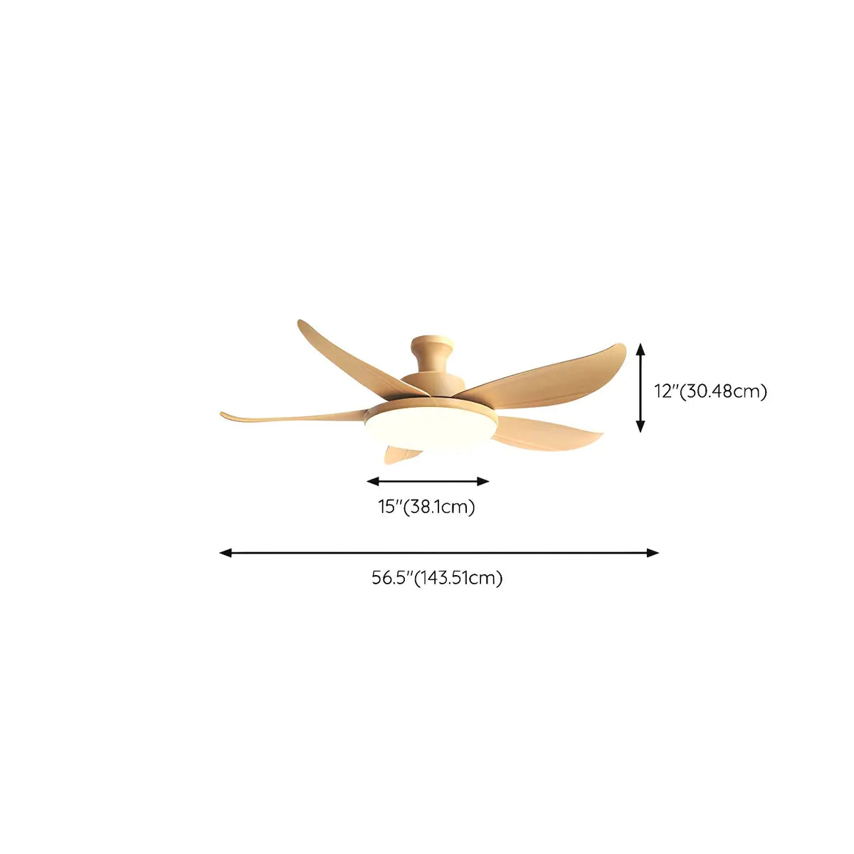 Remote Control Wooden 5 Blade Ceiling Fan with Light Image - 20