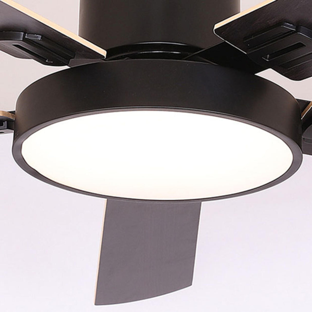 Modern Wooden 5 Blade Tricolor LED Ceiling Fan Light Image - 10